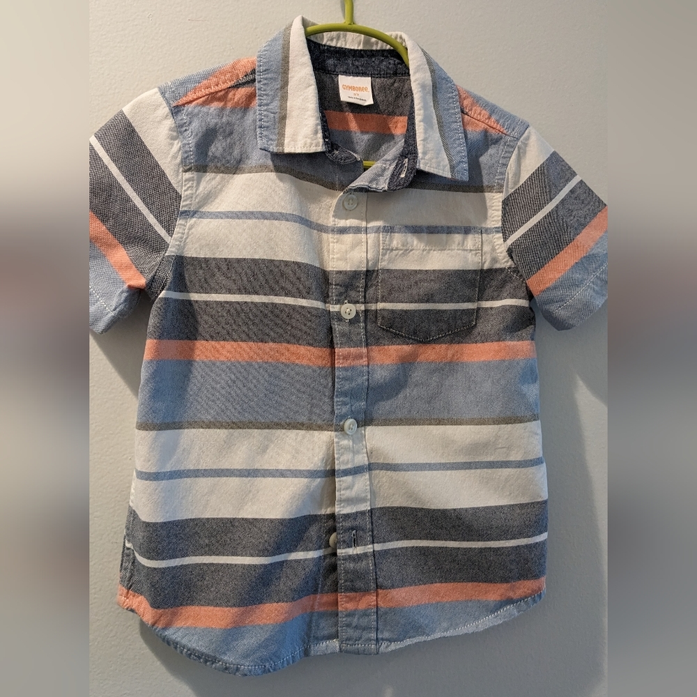 Gymboree Toddler striped button up shirt, chambray, 3T